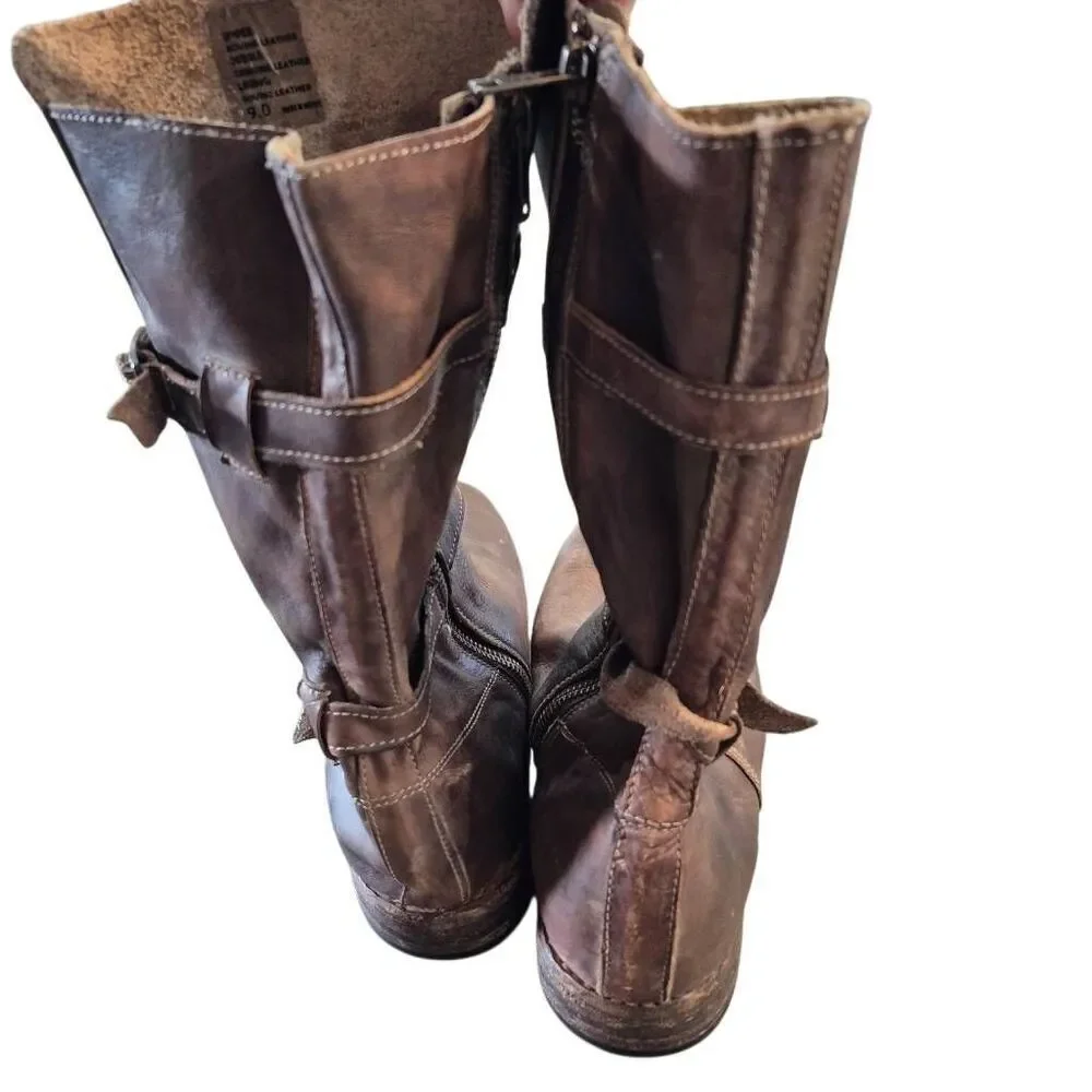 Bed Stu Bed-Stu Cobbler Series Women's Turn Leather Mid-Calf Boots Side Zip USED